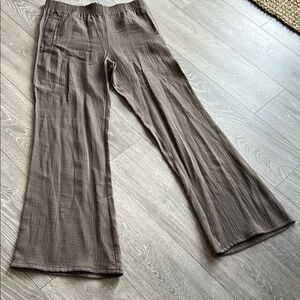 Zara Brown Linen-like Wide Leg Pants